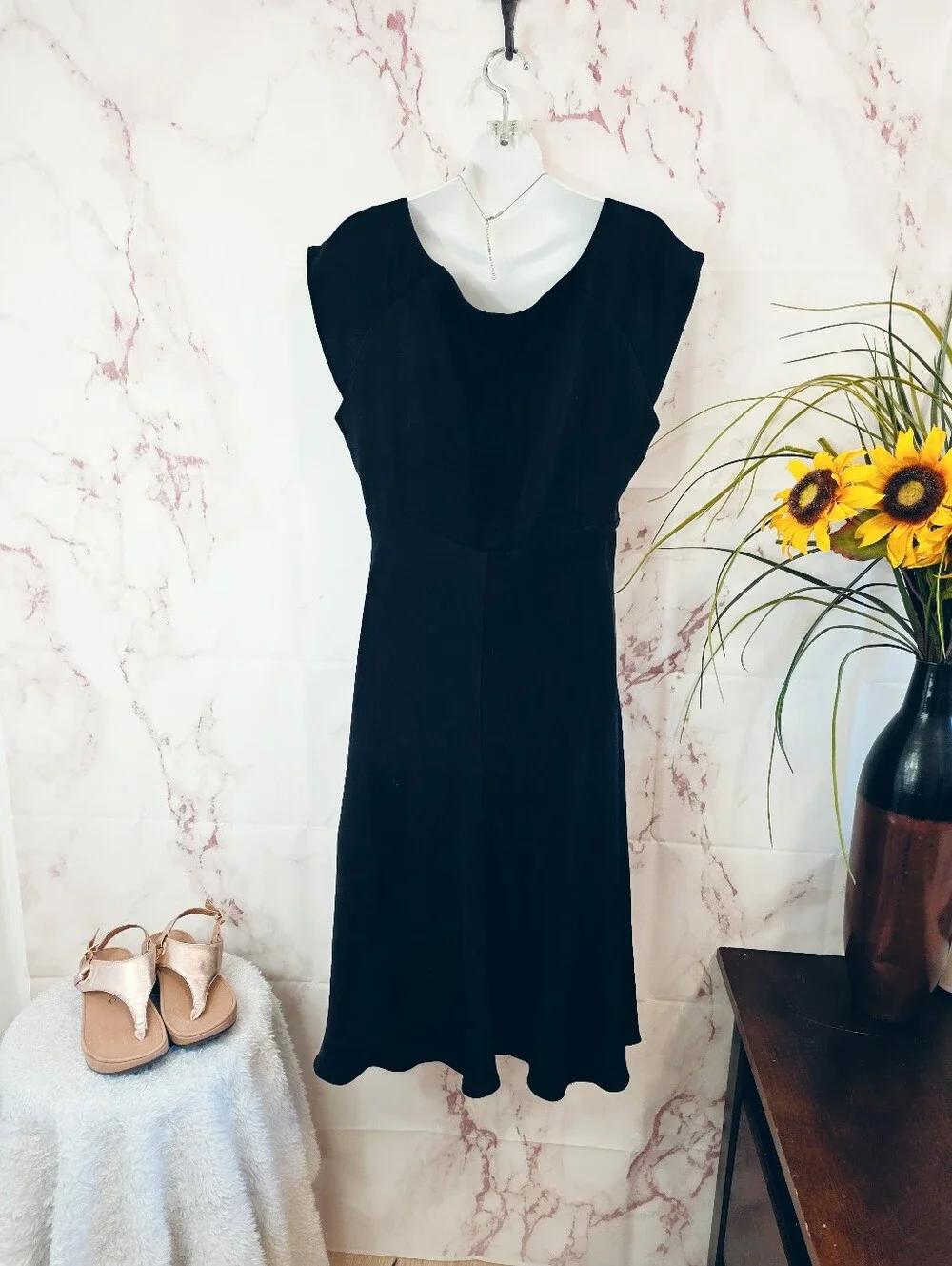 J.Crew 100% Silk Wrap Dress Size 12 Black Sleeveless Midi